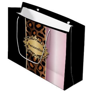 Pink, Black and Leopard Animal Print Large Gift Bag