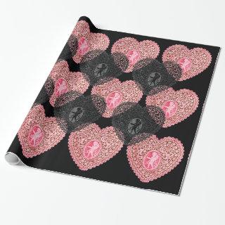 PINK BLACK CUPID LACE HEARTS Valentine's Day