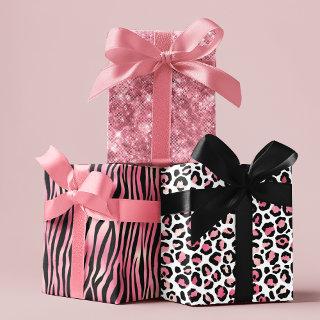 Pink Black Girly Girly Chic Shimmer Animal Pattern  Sheets