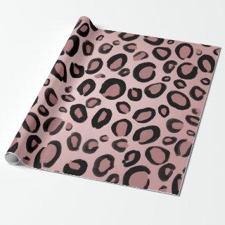 Pink & Black Painted Cheetah Leopard Print Spots