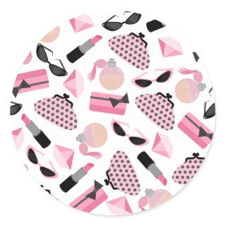 Pink & Black Sunglasses Lipstick Perfume Sticker