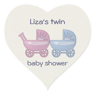 pink & blue baby buggy heart sticker