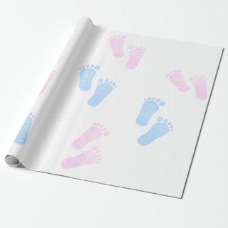 Pink Blue Baby Feet Foot Print Gender Reveal Party