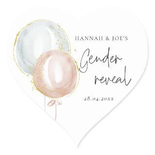 Pink & Blue Balloon Gender Reveal Favor Party Heart Sticker