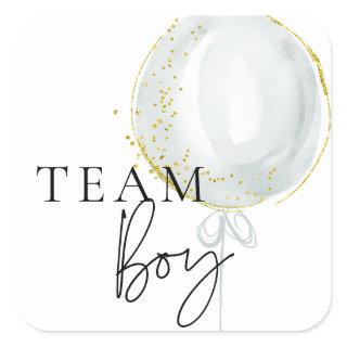 Pink & Blue Balloon Gender Reveal Team Boy Square Sticker