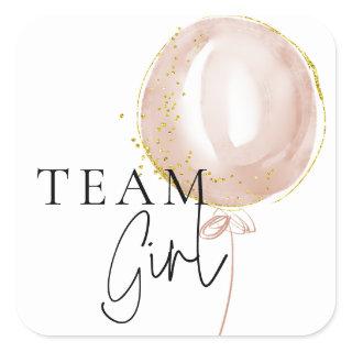 Pink & Blue Balloon Gender Reveal Team Girl Square Sticker