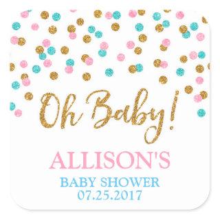 Pink Blue Gold Dots Baby Shower Favor Tags