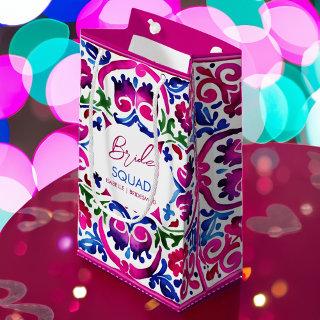 Pink blue Mexican tiles bride squad bachelorette  Small Gift Bag
