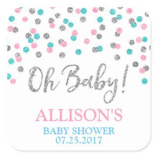 Pink Blue Silver Dots Baby Shower Favor Tags