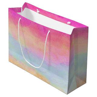 Pink Blue Yellow Rainbow Abstract Stripes Large Gift Bag