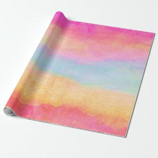 Pink Blue Yellow Rainbow Abstract Stripes