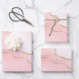 Pink Blush Agate with Gold Ribbon Elegant  Sheets