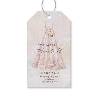 Pink Blush Floral Sweet 16th Thank you Gift Tags