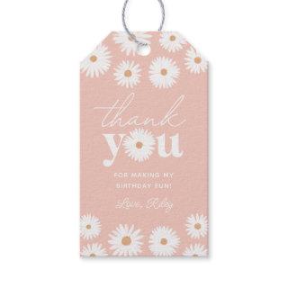 Pink Boho Daisy Birthday Party Thank You Gift Tags