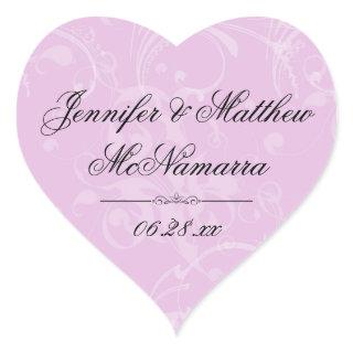 Pink Bride Groom Names Hart-Shaped Wedding Sticker