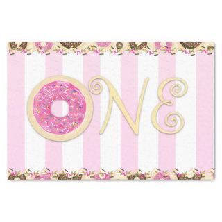 Pink Brown Sprinkle Donuts ONE 1ST Birthday Party Tissue Paper
