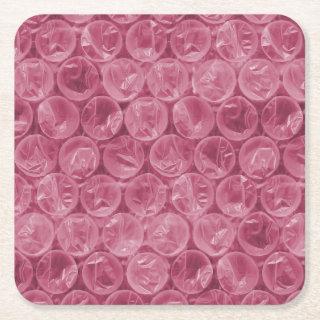 Pink bubble wrap pattern square paper coaster