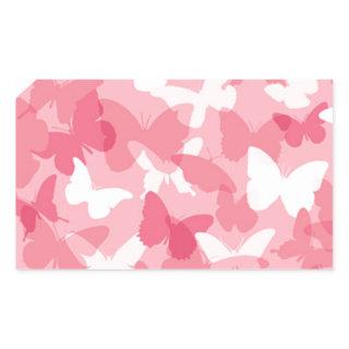 Pink Butterfly Camouflage Rectangular Sticker