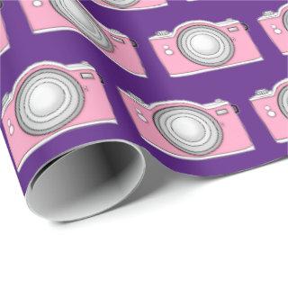 pink cameras on purple