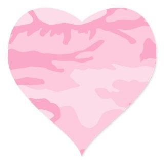 Pink Camo Pattern Heart Sticker