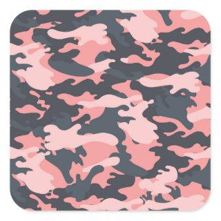 Pink Camouflage: Classic Vintage Pattern Square Sticker