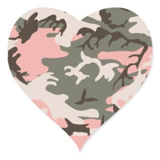 Pink Camouflage Heart Sticker