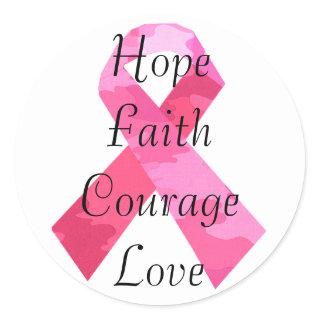 Pink Camouflage Ribbon Faith Stickers
