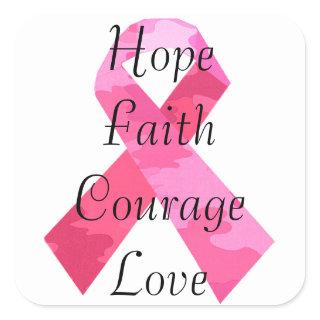 Pink Camouflage Ribbon Faith Stickers