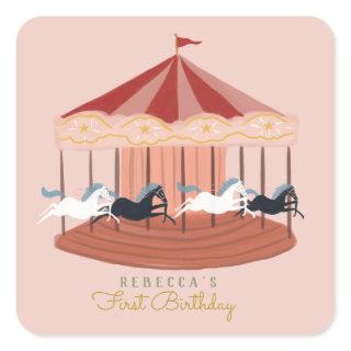 Pink Carousel Birthday  Gift Tags