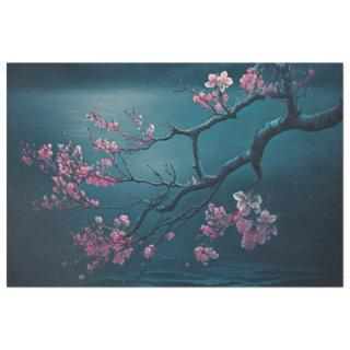 Pink Cherry Blossom Branch, Chinoiserie Tissue Paper