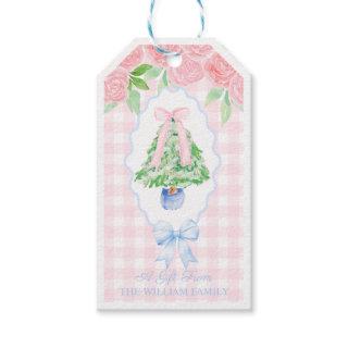 Pink Christmas Tree Christmas Personalized Gift Tags