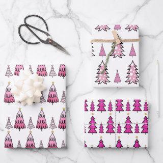 Pink Christmas Tree Pattern Glitter & Leopard Fun   Sheets