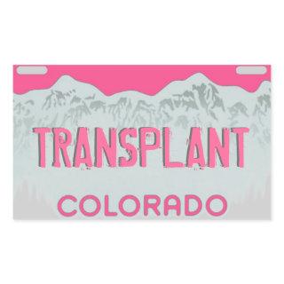 Pink Colorado transplant license plate stickers