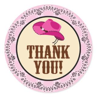 Pink Cowgirl Thank You Stickers