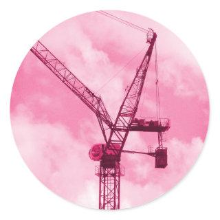Pink Crane Classic Round Sticker