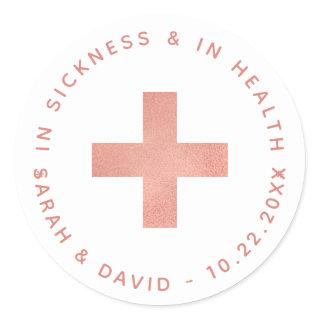 Pink Cross In Sickness and in Health Hangover Kit Classic Round Sticker