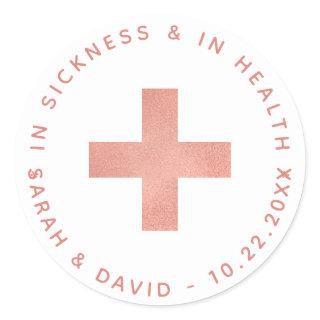 Pink Cross In Sickness and in Health Hangover Kit Classic Round Sticker