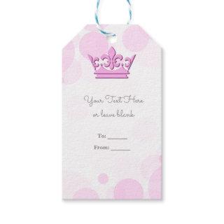 Pink Crown & Dots Royal Birthday Party Favor Gift Tags