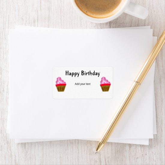 pink cupcakes icing modern happy birthday  label