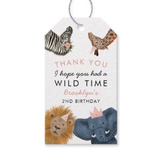 Pink Cute Safari Animals Birthday Party Gift Tags