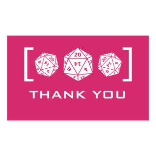 Pink D20 Dice Gamer Thank You Stickers