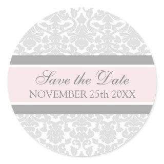 Pink Damask Save the Date Envelope Seal