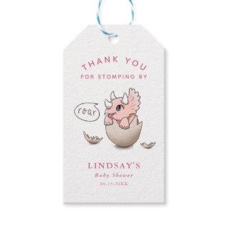 Pink Dinosaur Baby Shower Thank You Stomping By Gift Tags