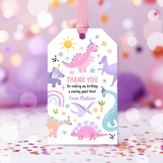 Pink Dinosaur Birthday Party  Gift Tags