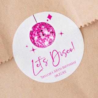Pink Disco Ball Let's Disco Birthday Party Classic Round Sticker