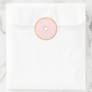 Pink Donut Birthday Party Classic Round Sticker