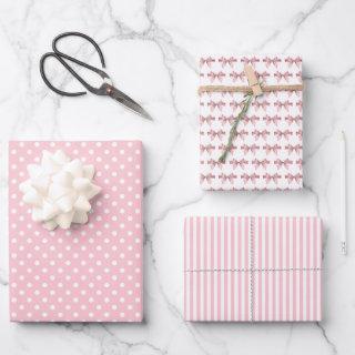 Pink Dots Stripes and Bows Baby Shower  Sheets