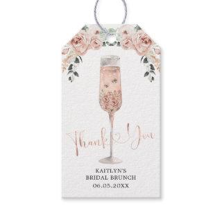 Pink Dusty Rose Petals and Prosecco Thank You Tag