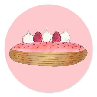 Pink Eclair French Choux Pastry Baking Patisserie Classic Round Sticker