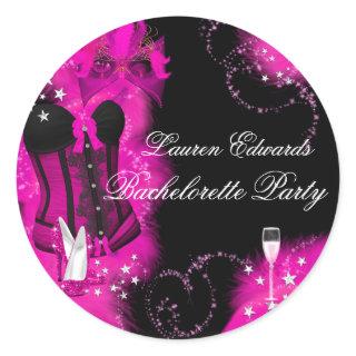 Pink Feather Corset Bachelorette Party Sticker